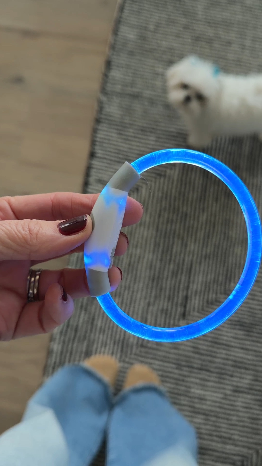 When we went to Colorado, I Saw this cool LED collar on a dog and found in a shop at Vail. It’s rechargeable and so handy in making the dogs easy to see! Love that it changes colors or can be set to a color 