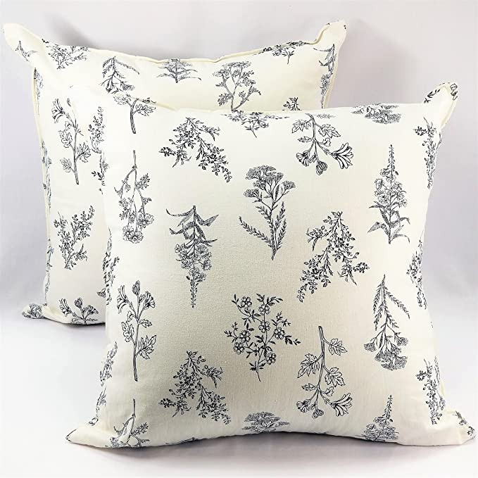 GoldenTBox Natural Linen Cotton Decorative Wild Flower Pattern Throw Square Pillow-case Handmade ... | Amazon (US)