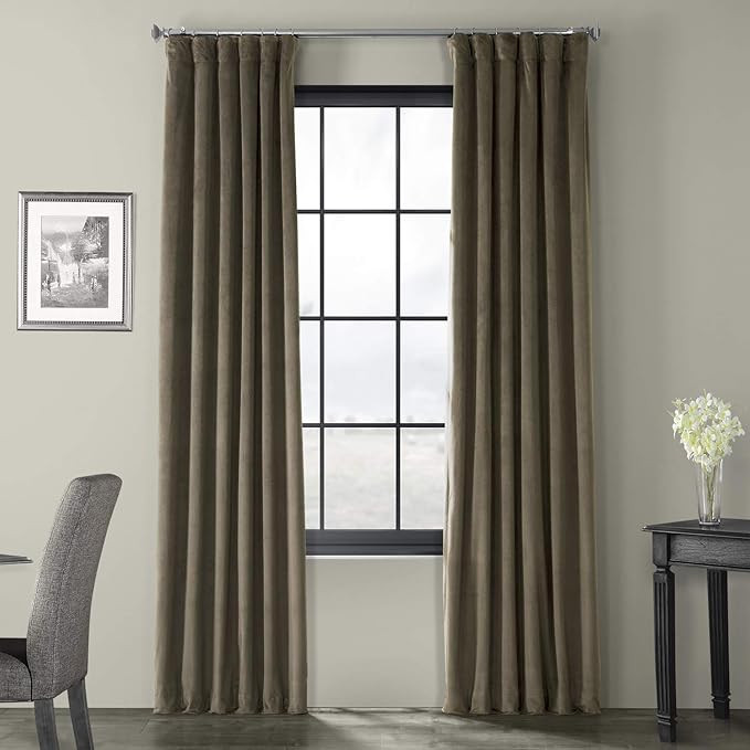 HPD Half Price Drapes VPCH-P Signature Blackout Velvet Curtain (1 Panel), 50 X 96, Denver Taupe | Amazon (US)