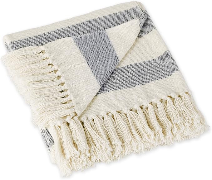 DII Rustic Farmhouse Cotton Cabana Striped Blanket Throw with Fringe, 50 x 60 - Cabana Striped Of... | Amazon (US)