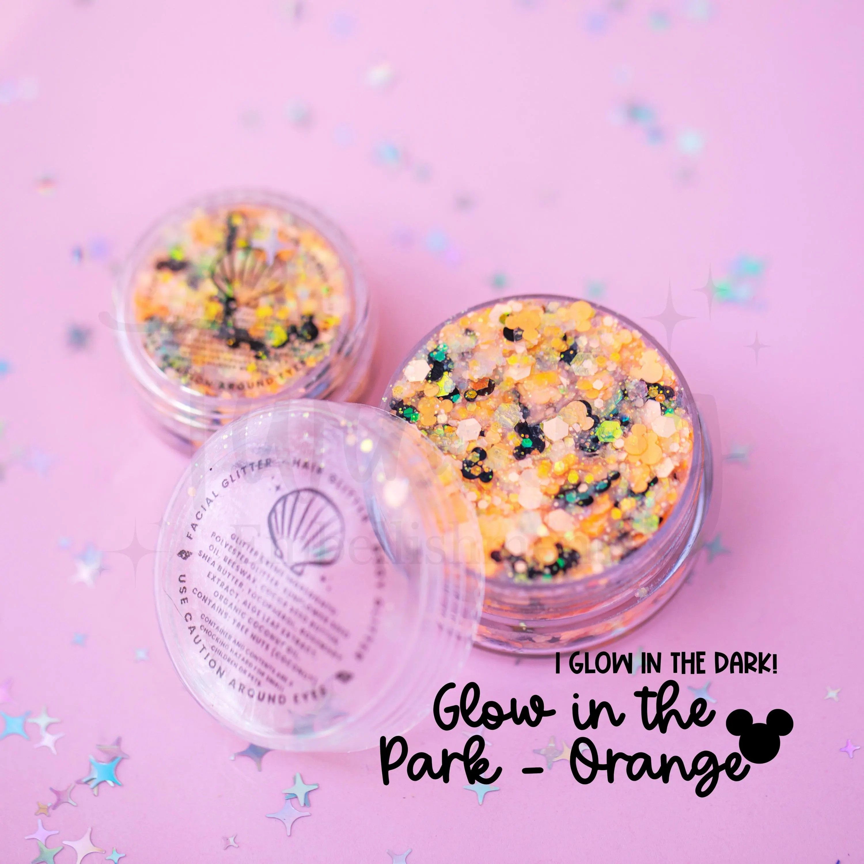 Body Glitter: Glow in the Park - Orange with mouse shaped glitter and Glow in the Dark Glitter | Etsy (Global)