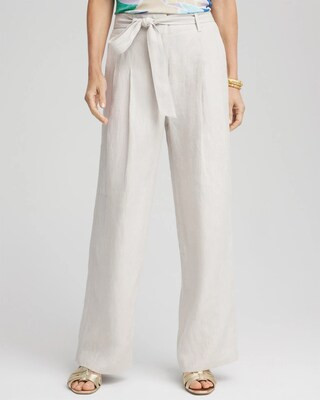 Women's Petite Hollywood Waist Belted Linen Pants in Denim | Chico's | Chico's