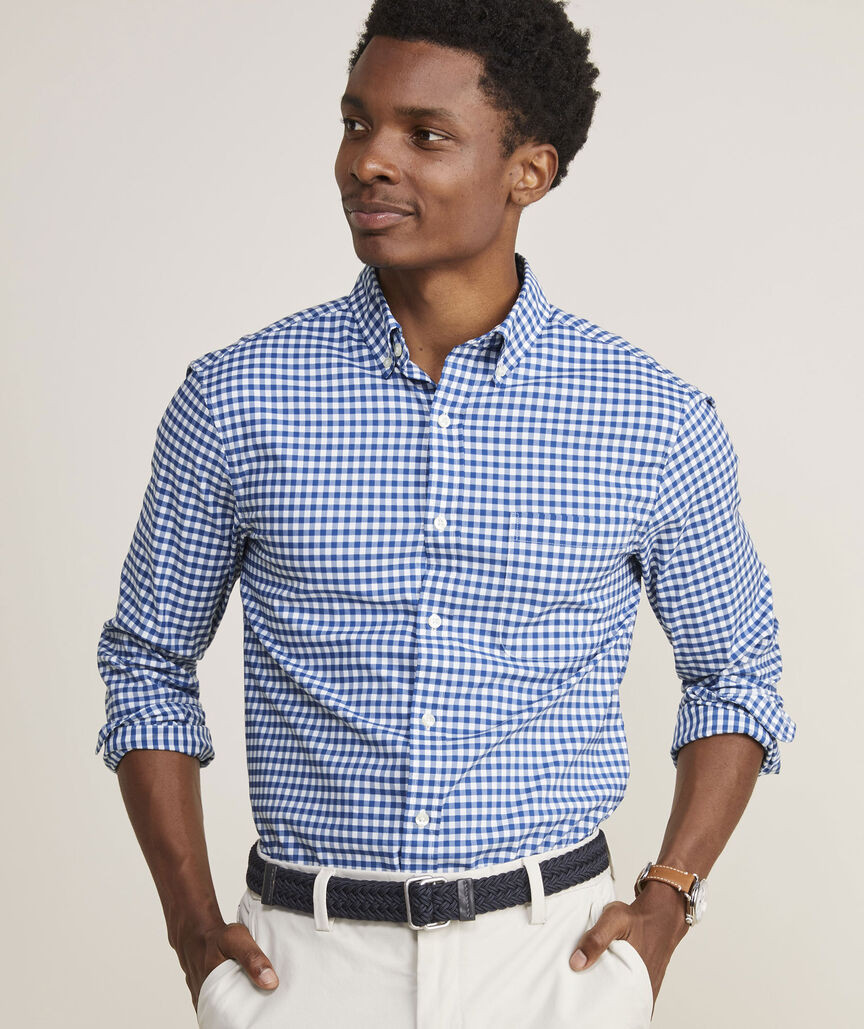 Skysail Gingham Performance Cotton Shirt | vineyard vines