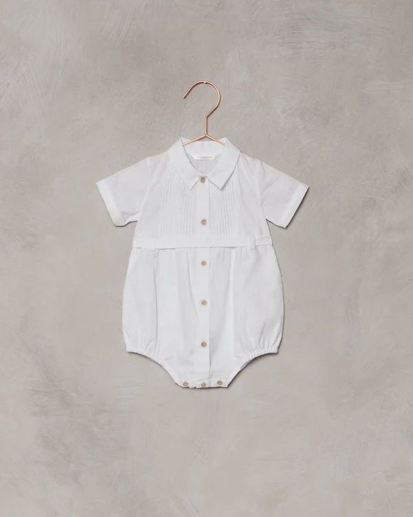 belted henry romper | white | Noralee