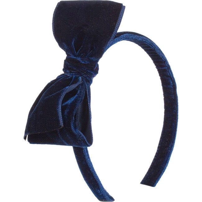 Velvet Big Bow Headband, Navy | Maisonette