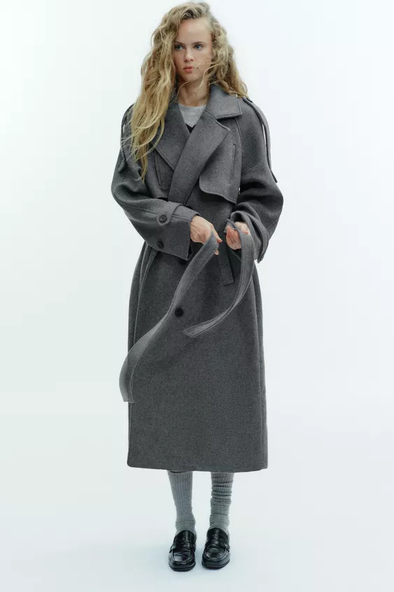 DOUBLE-BREASTED COAT WITH BELT AND LOOPS | Zara UK