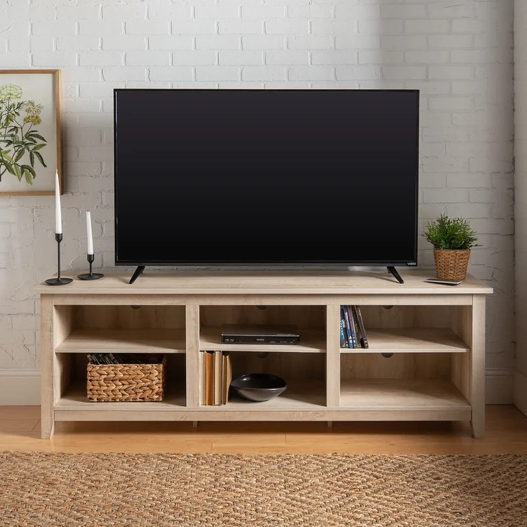 Woven Paths Open Storage TV Stand for TVs up to 80", White Oak | Walmart (US)