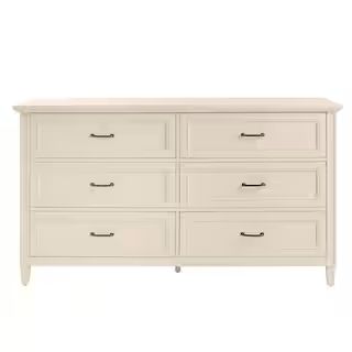 Bonawick Ivory 6-Drawer Dresser (36 in. H x 66 in. W x 19 in. D) | The Home Depot