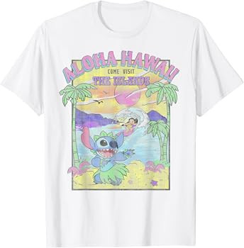 Disney Lilo & Stitch Aloha Hawaii Come Visit The Islands T-Shirt | Amazon (US)
