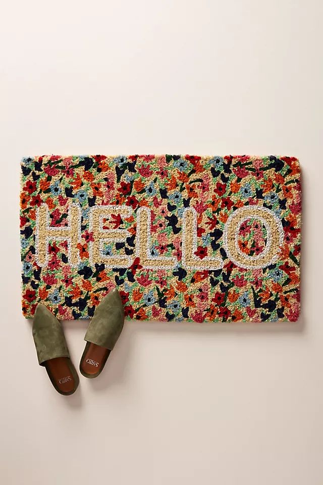 Floral Greeting Doormat | Anthropologie (US)