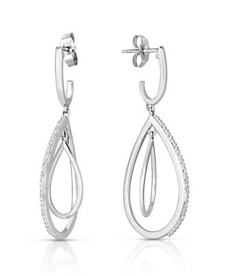 Macy's Diamond Interlocking Drop Earrings (1/10 ct. t.w.) in Sterling Silver - Macy's | Macy's