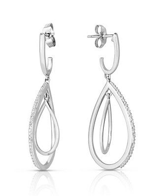 Macy's Diamond Interlocking Drop Earrings (1/10 ct. t.w.) in Sterling Silver - Macy's | Macy's