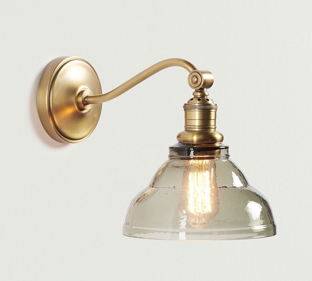 Vintage Glass Curved Arm Sconce | Pottery Barn (US)