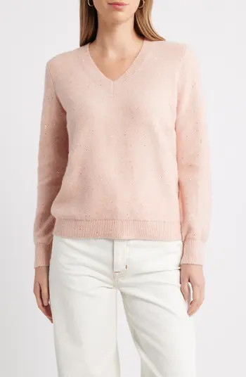 Sequin V-Neck Sweater | Nordstrom