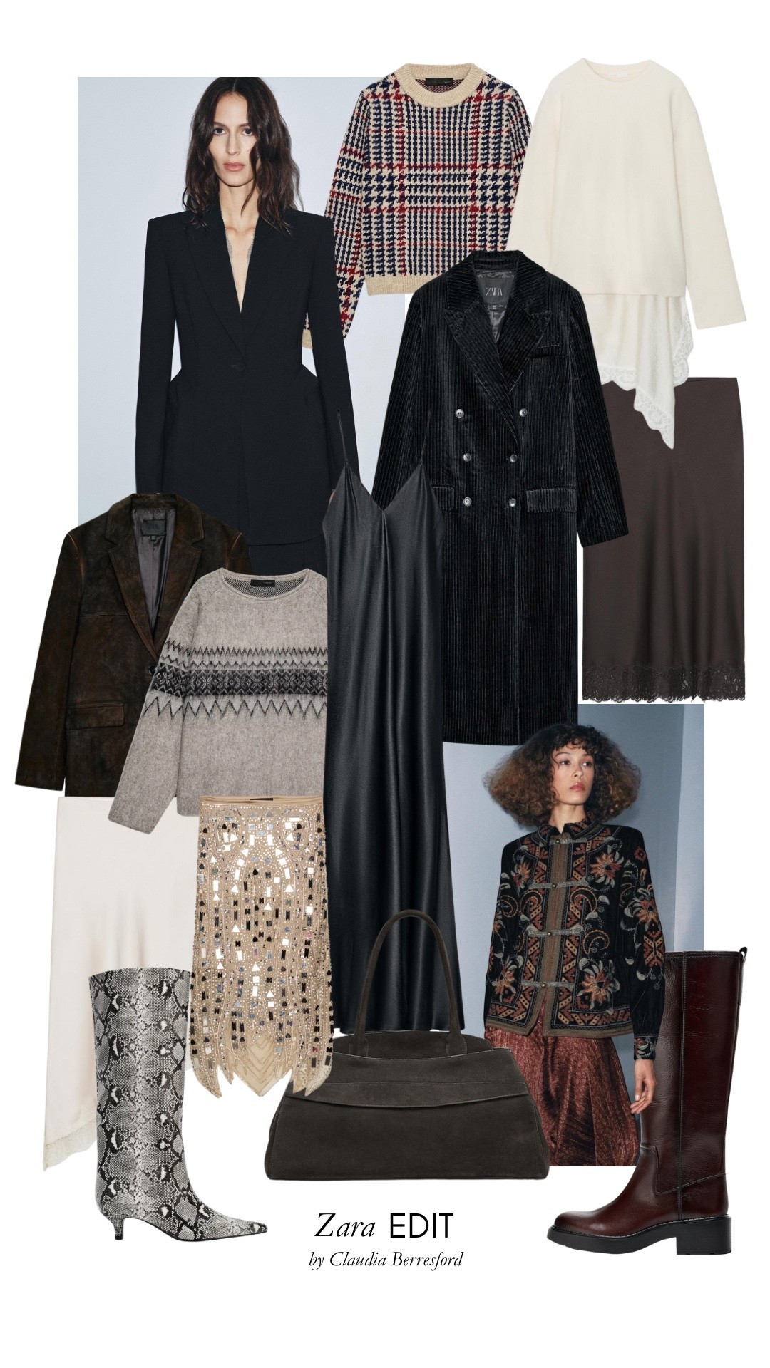 Zara winter favourites 🤎 

Corduroy, long line coat, suede blazer, suede jacket, satin skirt, slip dress, satin dress, lace trim skirt, checked dress, checked jumper, knitwear, autumn outfit, winter outfit, fairisle knit, snakeskin boots, knee high boots, riding boots 

#LTKwinter #LTKuk #LTKdatenight