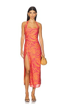 SEVEN WONDERS Alana Midi Dress in Aira Orange from Revolve.com | Revolve Clothing (Global)