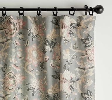 Emmaline Print Linen/Cotton Rod Pocket Curtain - Cool Multi | Pottery Barn (US)