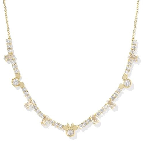 Kendra Scott x Disney 14k Gold-Plated Mickey Mouse and Minnie Mouse Tennis Necklace in White Crystal, Fashion Jewelry for Women | Amazon (US)