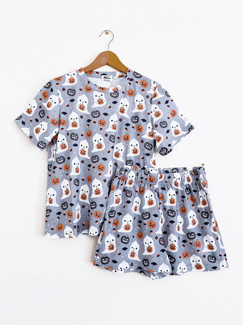 Pumpkin Ghost Halloween Pajamas - Shorts and Top Set | Etsy (US)