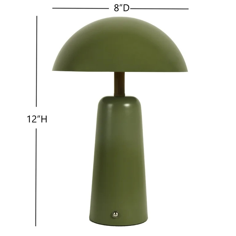 Better Homes & Gardens 12" Green Dome Rechargeable LED Portable Lamp with Dimmable Touch Sensor | Walmart (US)