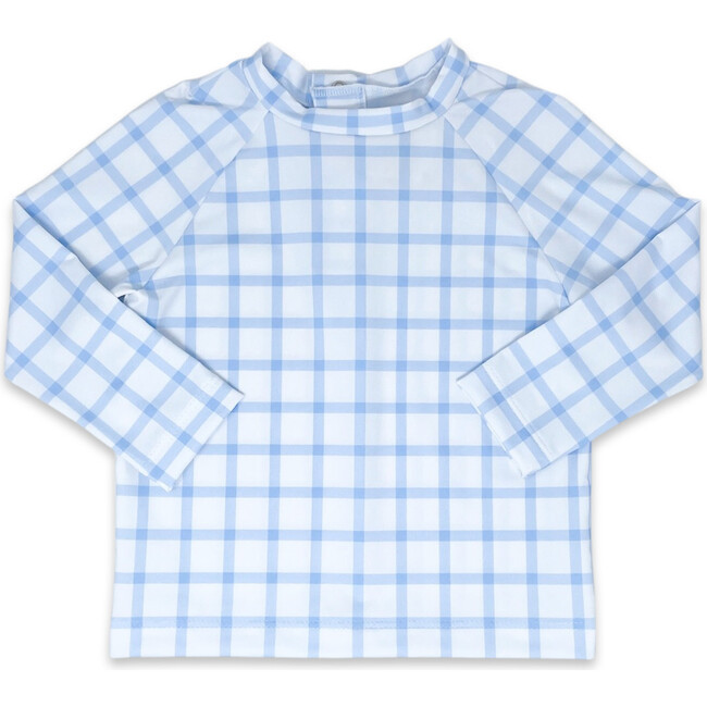Sun and Sand Windowpane Rash Guard Top, Whales Blue | Maisonette