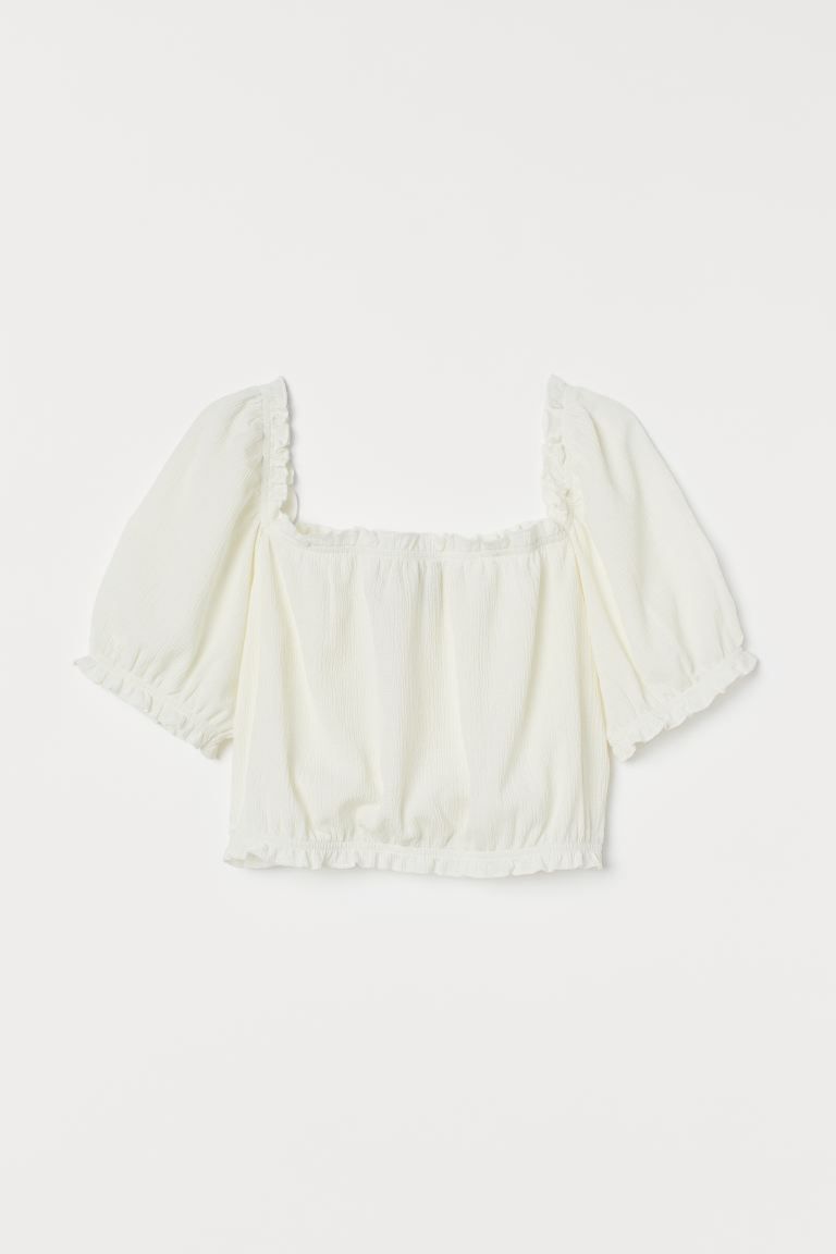 Cropped Puff-sleeved Top | H&M (US)