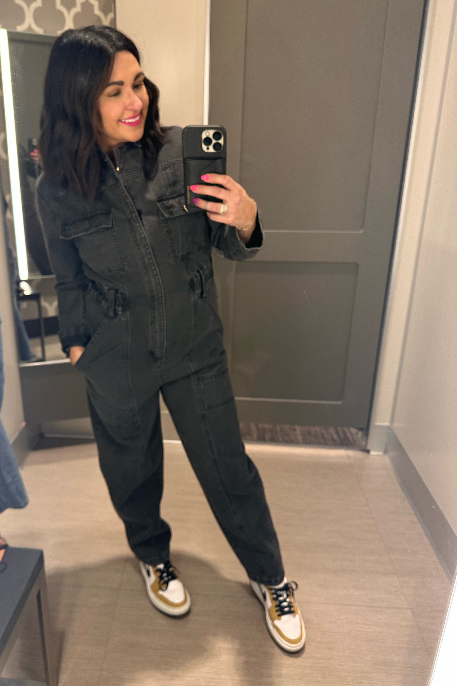 This black Jean jumpsuit is a dream. Of course after I got it, it went on clearance. I tagged a linen and jean short sleeved option. Paired with my favorite Nikes and pink lips and I’m ready for the day! 

#LTKstyletip #LTKshoecrush #LTKSeasonal