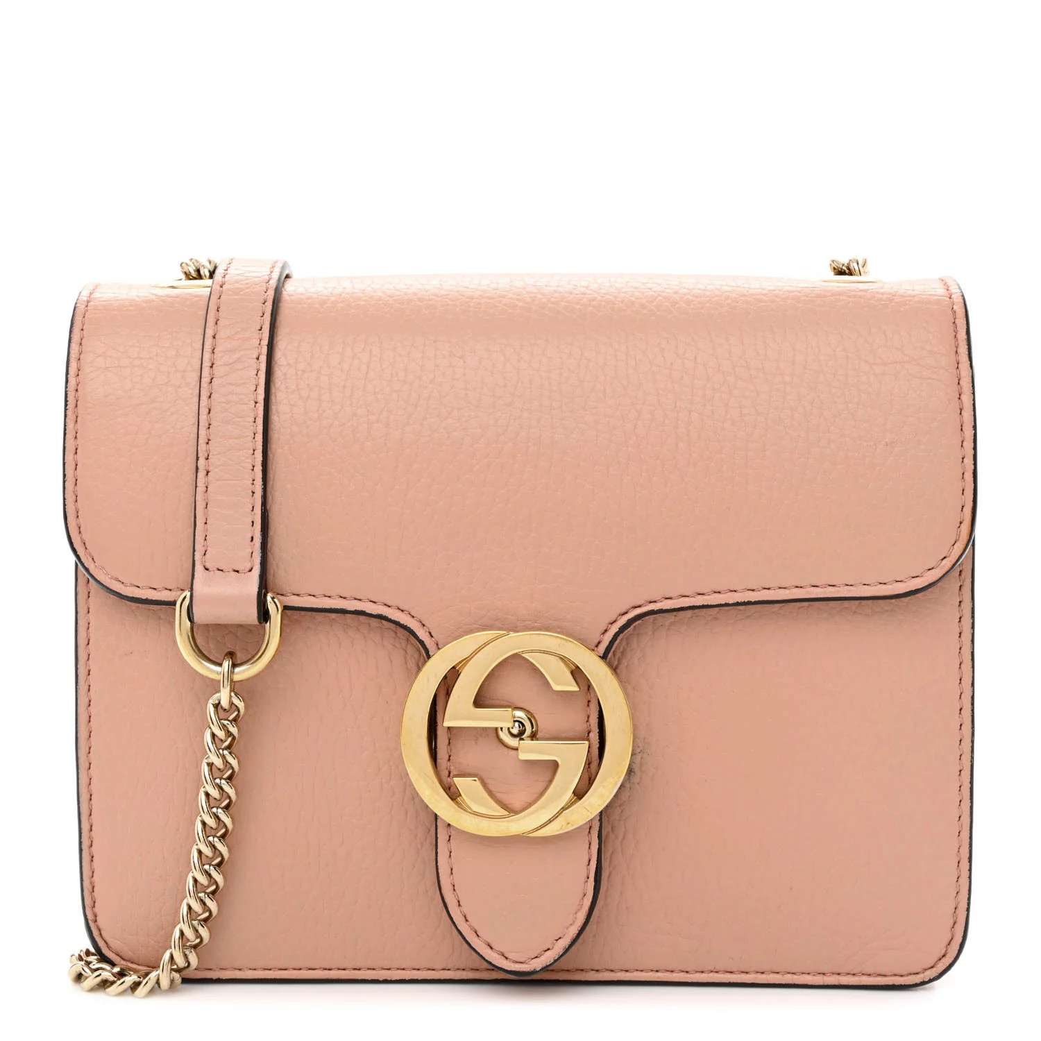 GUCCI Dollar Calfskin Small Interlocking G Shoulder Bag Soft Pink | FASHIONPHILE (US)