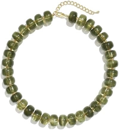 Badu Colorful Chunky Beaded Necklace for Women,Acrylic Bead Choker Statement Necklace Cute Trendy... | Amazon (US)