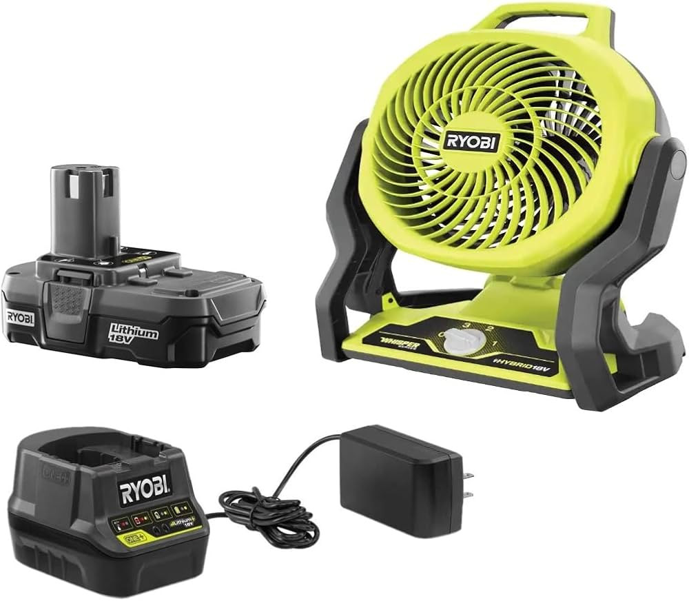 Ryobi 18-Volt ONE+ Hybrid Portable Fan(P3320) with P163 Lithium-Ion Battery(2.00Ah) and Charger | Amazon (US)