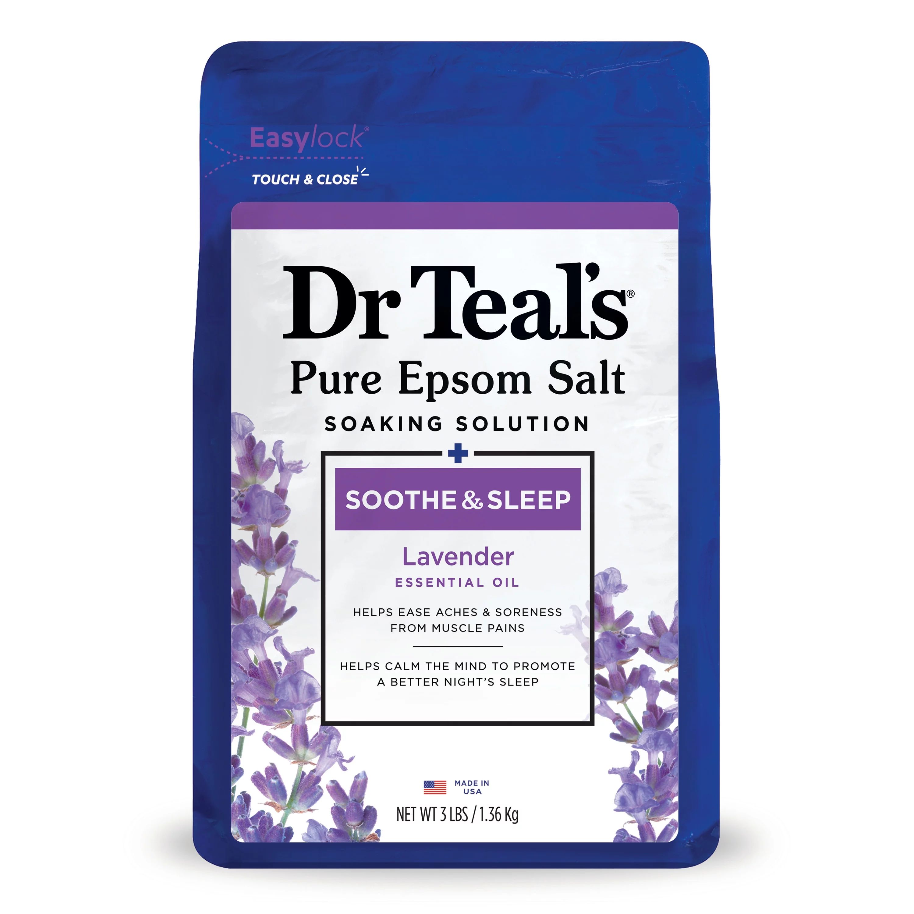 Dr Teal's Pure Epsom Salt Soak, Soothe & Sleep with Lavender, 3lbs | Walmart (US)
