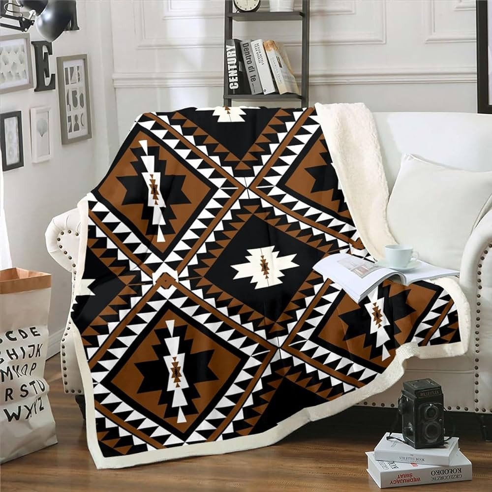 Rustic Western Throw 50"X60" Throw Blanket For Men,Southwestern Aztec Fleece Blanket Bohemian Plu... | Amazon (US)