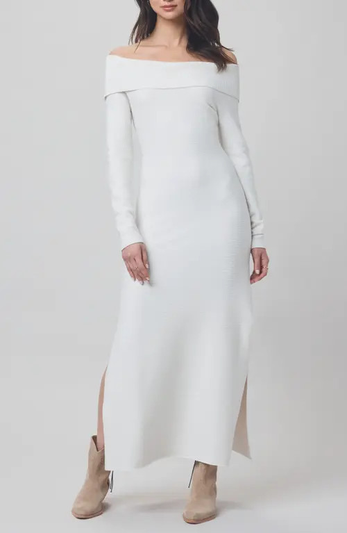 Splendid x @cellajaneblog Over the Shoulder Sweater Dress in Snow at Nordstrom, Size Large | Nordstrom