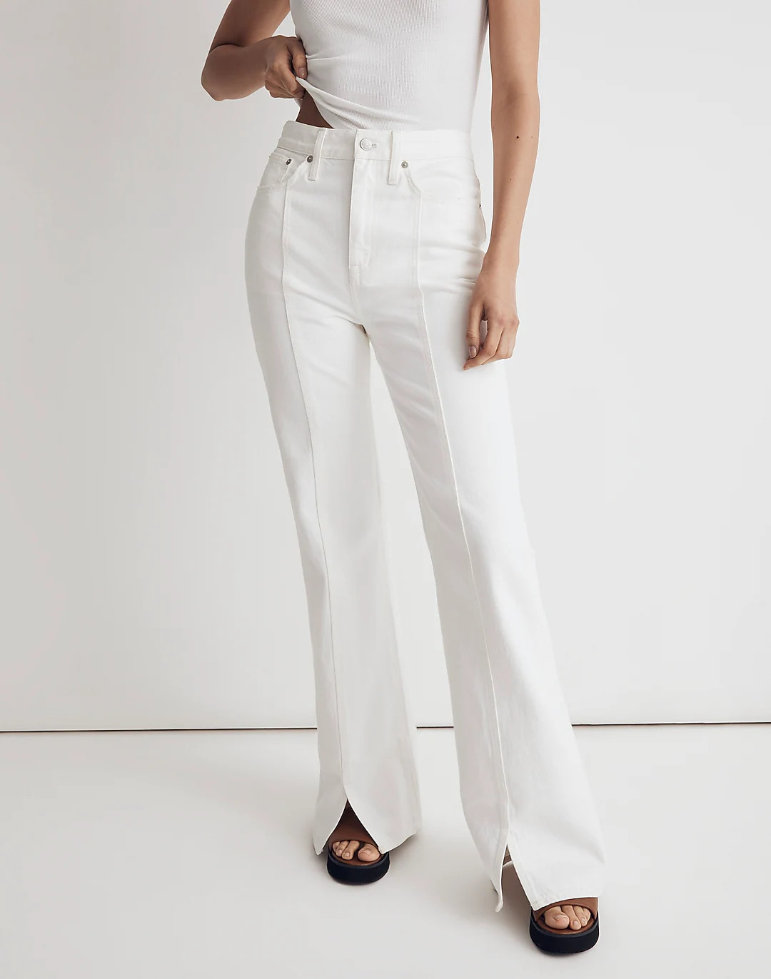 Baggy Flare Jeans in Tile White: Front-Slit Edition | Madewell