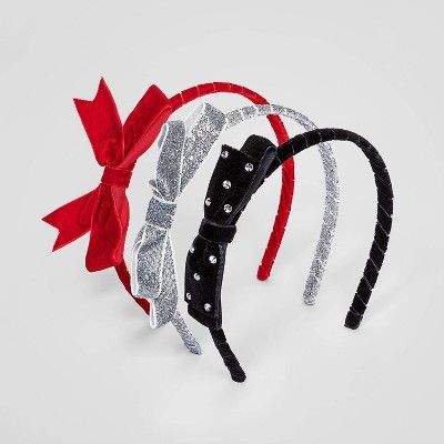 Girls&#39; 3pk Bow Headband - Cat &#38; Jack&#8482; Red/Black | Target