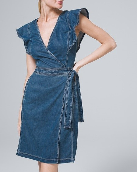 Faux-Wrap Denim Dress | White House Black Market