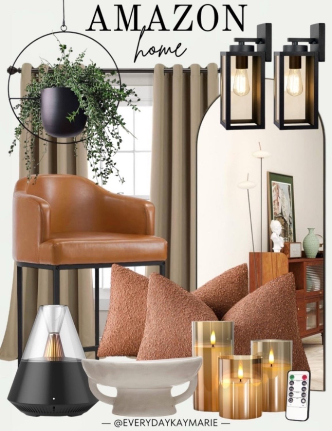 Amazon modern home finds 🖤

Living room curtains, neutral curtains, wall light fixtures, lanterns, LED flameless, candles, textured accent throw pillows, Boho metal plant hanger, oil diffuser, barstool chairs

#LTKStyleTip #LTKSeasonal 

#LTKHome