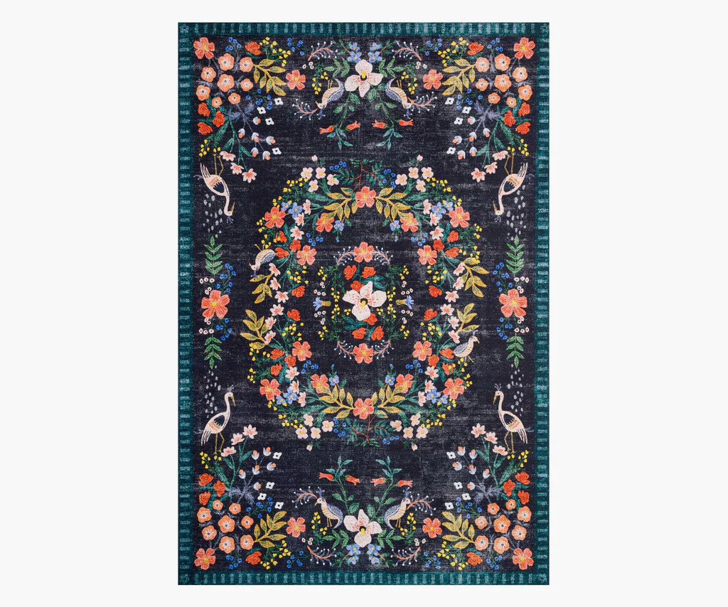 Palais Luxembourg Printed Rug - Navy | Rifle Paper Co.
