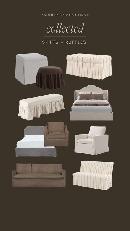 collected skirts and ruffles 

amazon home, amazon finds, walmart finds, walmart home, affordable home, amber interiors, studio mcgee, home roundup skirted bench, slipcover, slipcover sofa, skirted ottoman, ruffles

#LTKhome