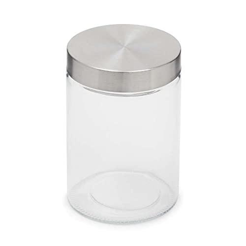Home Basics Medium 40 oz. Round Glass Canister Jar Container Fresh Sealed with Air-Tight Stainles... | Amazon (US)