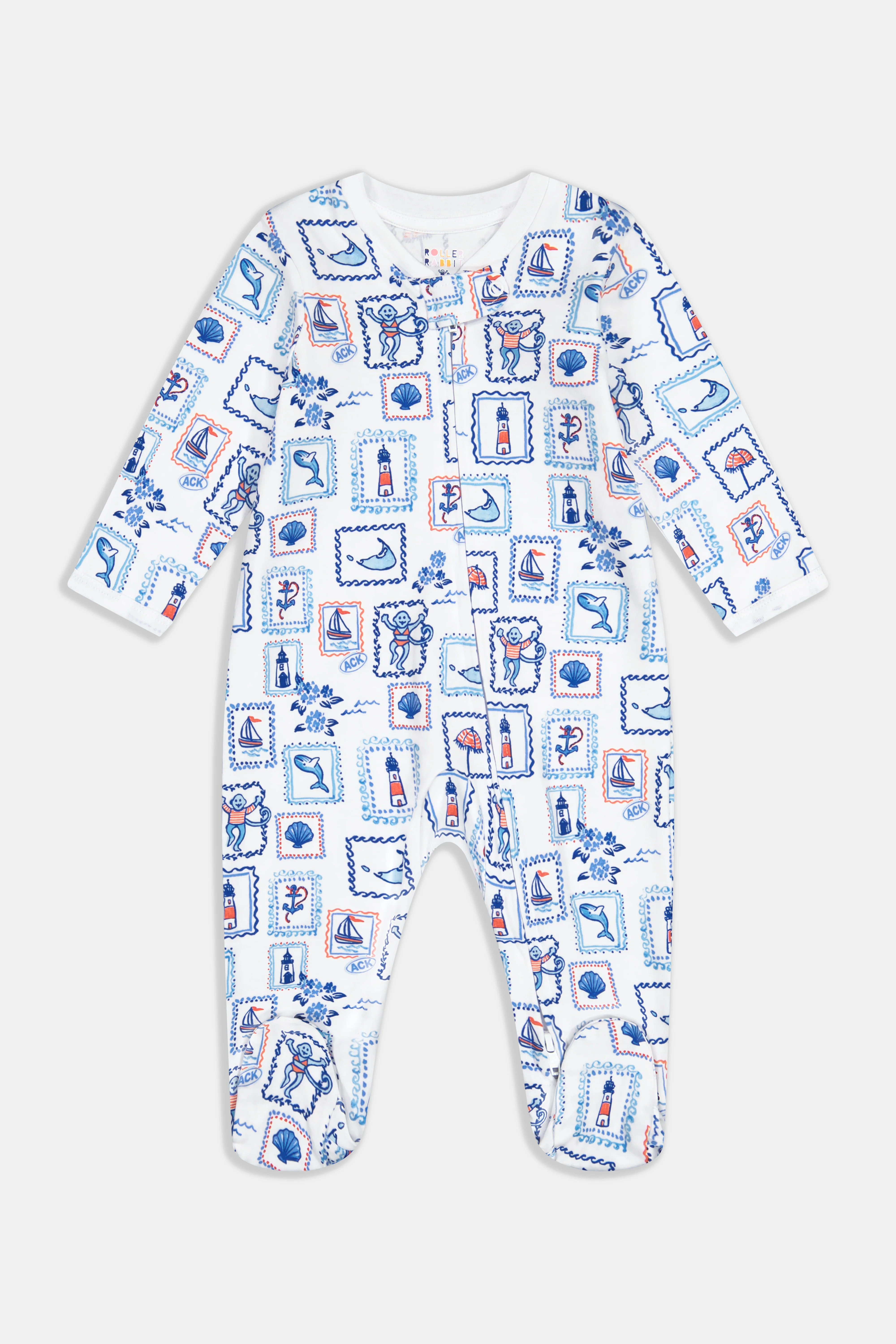 Infant Nantucket Memories Zipper Footie BLUE / 3-6M | Roller Rabbit