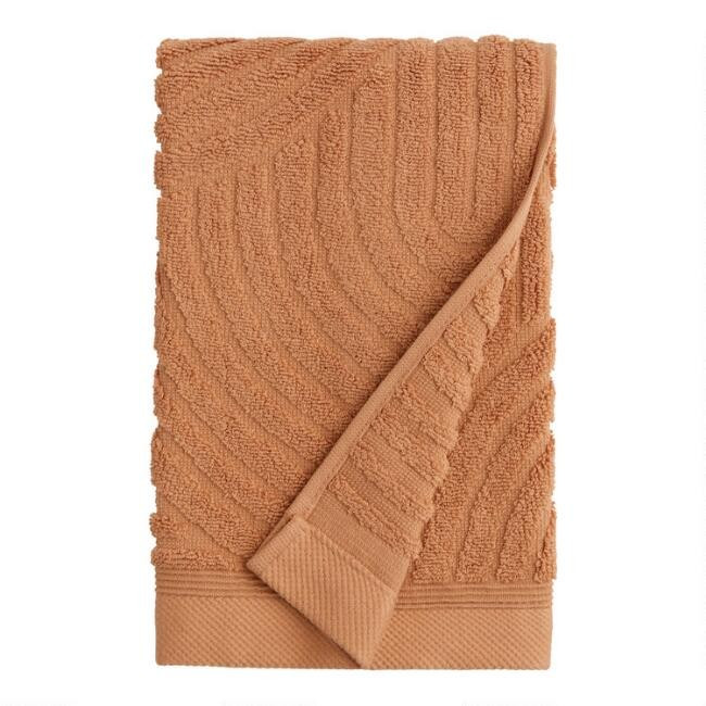 Hazel Brown Sculpted Arches Hand Towel | World Market