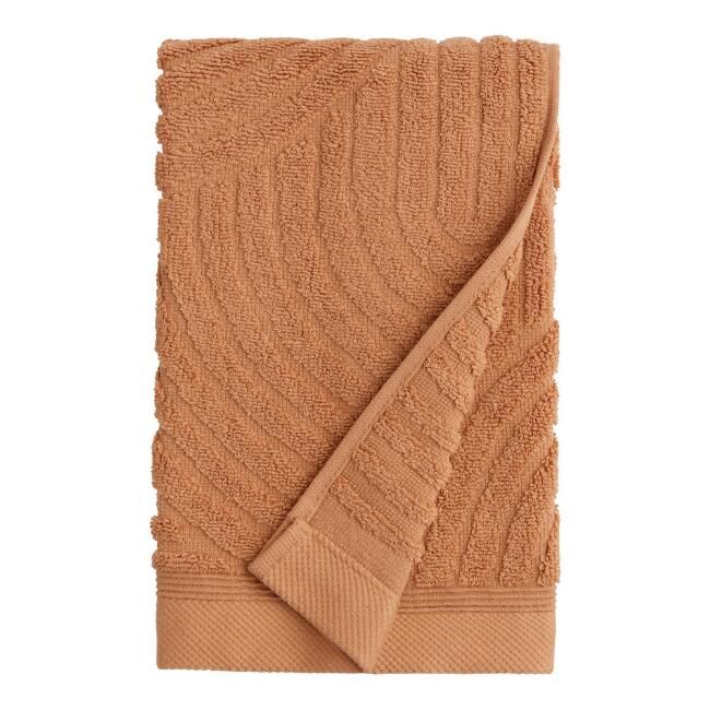 Hazel Brown Sculpted Arches Hand Towel | World Market