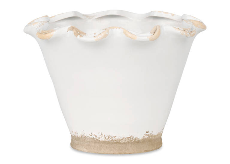 Ruffled Planter Small Antiqued White | Urban Barn