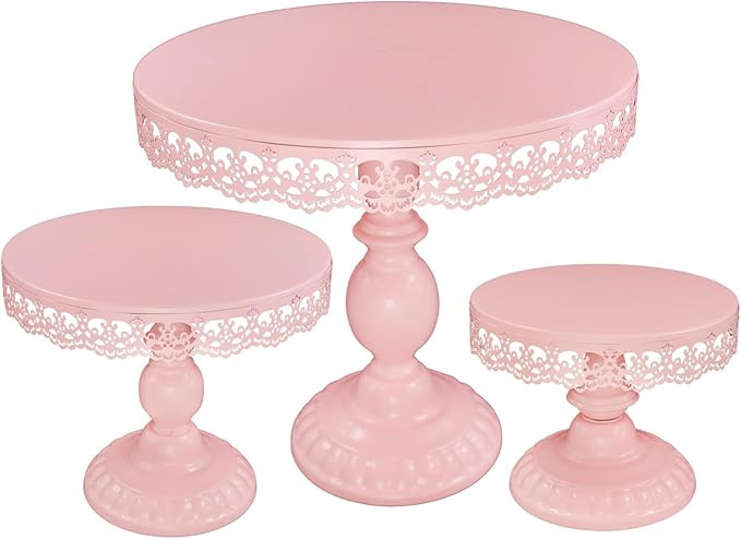 Set of 3 Pieces Lace Trim Cake Stands Iron Cake Holder Dessert Display Plate Serving Tray for Bab... | Amazon (US)
