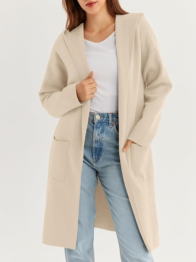 LILLUSORY Women's Long Oversized Cardigans Hooded 2023 Knit Coatigan Fall Sweater Jacket Lightweight | Amazon (US)
