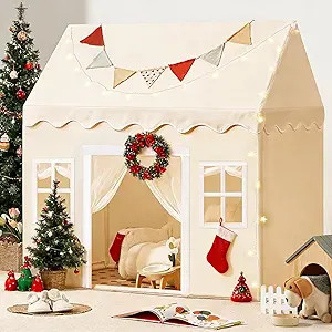 Tiny Land Play Tent with Padded Mat & LED Lights, Kids Tent, Playhouse for Kids, Indoor Bed Tent ... | Amazon (US)