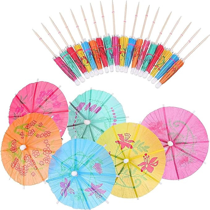 Drink Umbrellas Cocktail Picks Hawaiian Multi Color Drink Umbrellas Tropical Parasol Umbrella Cup... | Amazon (US)
