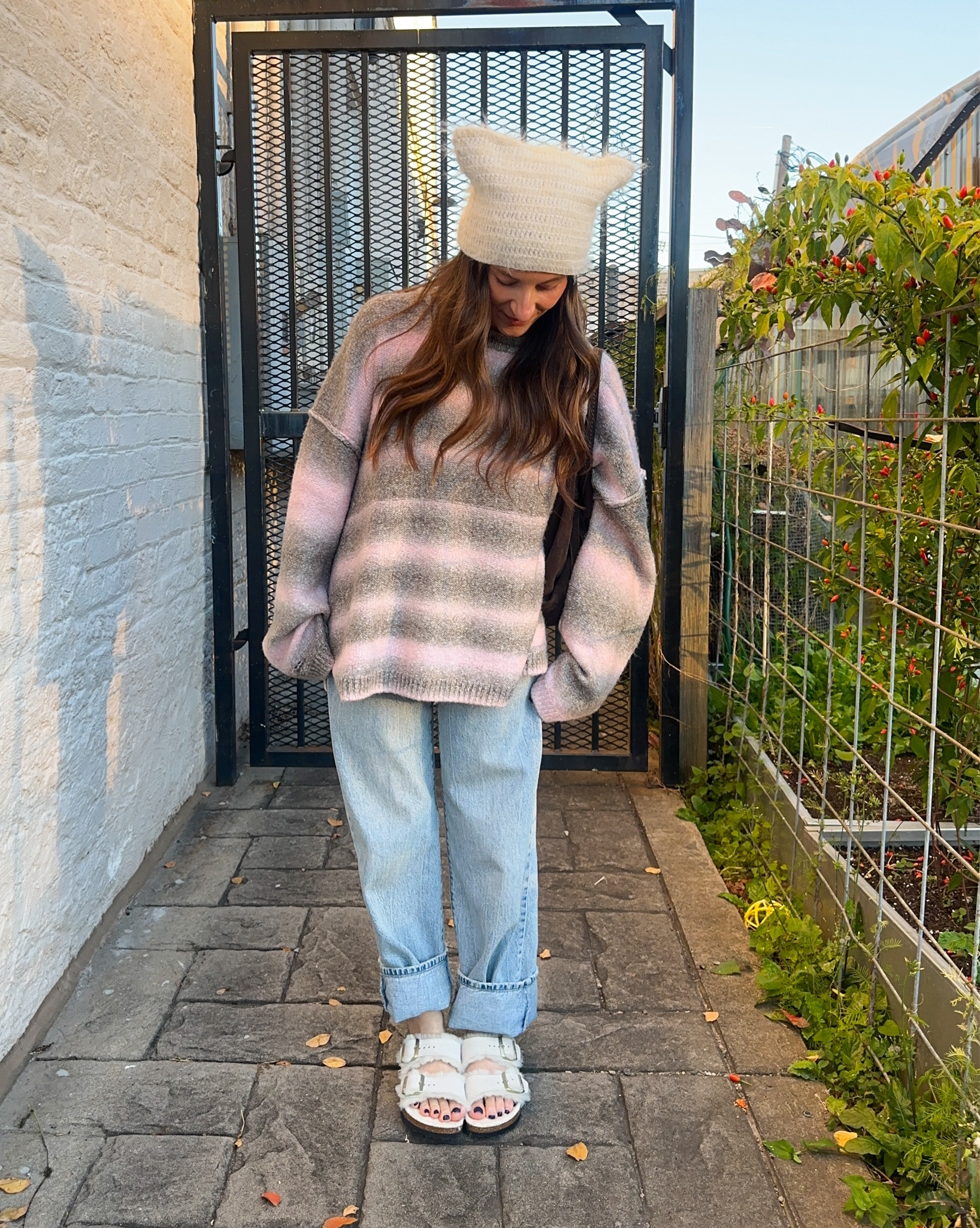 comfiest shoes, beanie and sweater 🤍 wearing XL in sweater 