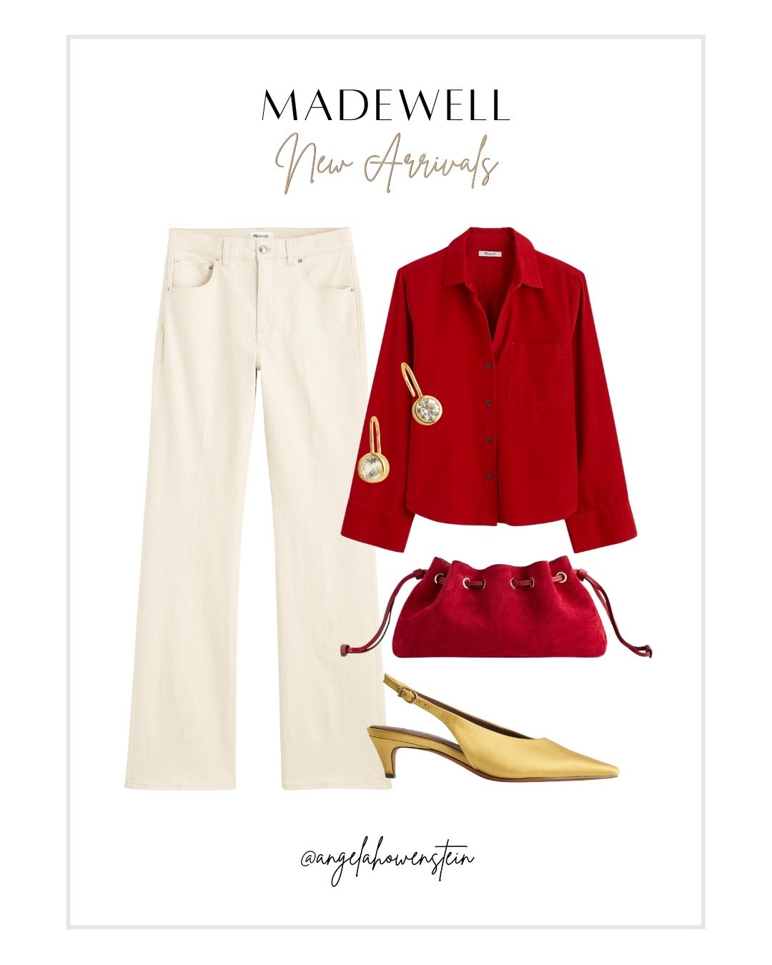 Such an easy, casual holiday outfit — love this pop of red with cream denim. Perfect for dinners out, casual get-togethers, or any festive daytime plans.

#ltkstyle #ltkfashion #madewellstyle #holidayoutfit #casualchic #everydaystyle #winterstyle #ltkfinds



#LTKootd #LTKOver40 #LTKHoliday